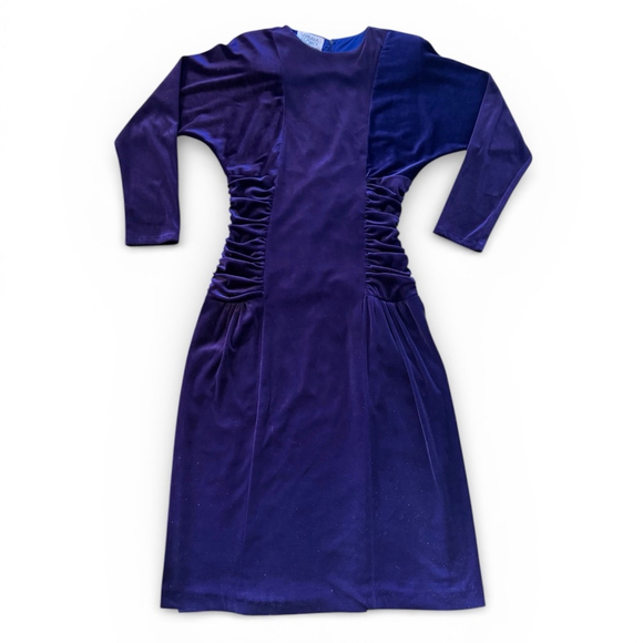 Barbara Semrick 1980’s Purple Velvet Midi Dress - Picture 4 of 9